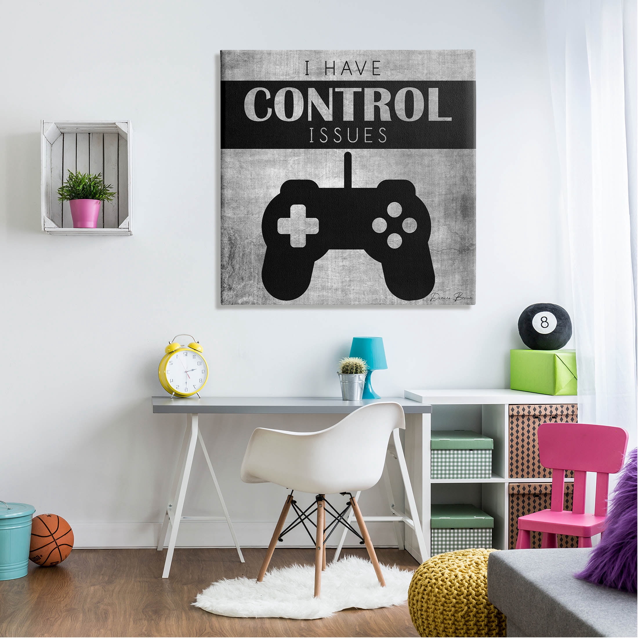 I Have Control Issues Gaming Phrase Art for Kids Graphic Art Gallery Wrapped Canvas Print Wall Art