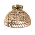 thumbnail image 2 of Modern Gold Ceiling Light, Rustic Boho Cage Semi Flush Mount Ceiling Light, Coastal Light Fixture for Bedroom Dining Room Kitchen Foyer Hallway, 2 of 7