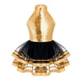 thumbnail image 2 of Hansber Girls Kids Sequins Halter Neck Ballet Dance Leotard Layer Tutu Dress Ballerina Princess Champagne 4, 2 of 6