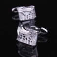 thumbnail image 1 of Silver + White Mens Stainless Steel Square Cufflinks for Shirt with Box - Hand Crafted Perfect Gift, 1 of 1
