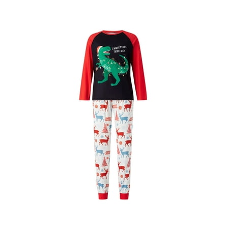 

Franhais Parent-Child Pajama Contrasting Color Long Sleeve Tops + Elk Snowflake Pants / Baby Romper