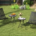 thumbnail image 4 of Gymax Round Folding Side Table 18 Inch Patio Coffee Table w/ Tempered Glass Tabletop Grey, 4 of 10