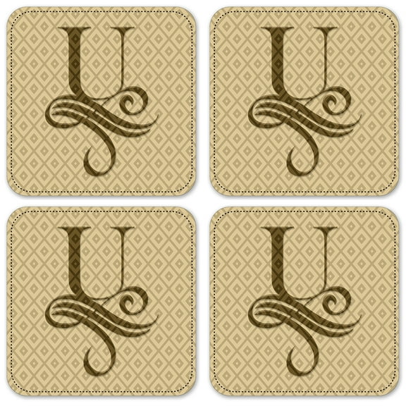 Vinyl Drink Coasters - Set of 4 - Letter "U" Monogram