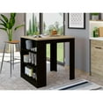 thumbnail image 2 of Depot E-Shop Milos Kitchen Island Table With 2 Legs And 3 Side Shelves, Black/Pine, 2 of 7