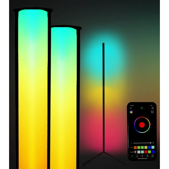 Corner Floor Lamp, 2 Pack, RGB Floor Lamp, Corner Led Lamp, Color Changing Floor Lamp, Led Lamps, Mood Lighting, Minimal Lamp, Corner Lights for Living Room