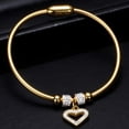 thumbnail image 2 of Stainless Steel Heart Charm Cubic Zircon Anniversary Valentine Bangle Bracelet, 2 of 4