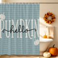 thumbnail image 5 of Blue Fall Pumpkins Shower Curtains for Bathroom, Thanksgiving Autumn Modern Plaid Waterproof Fabric Shower Curtain, Decorative Bathroom Curtain for Bathtub, 36"x72", No Hooks Included, 5 of 9