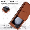 thumbnail image 6 of Dteck for Samsung Galaxy Z Flip 6 Wallet Case,Leather Case with 3 Accordion Card Slots and RFID Blocking Adjustable Crossbody Strap for Unisex,Brown, 6 of 9