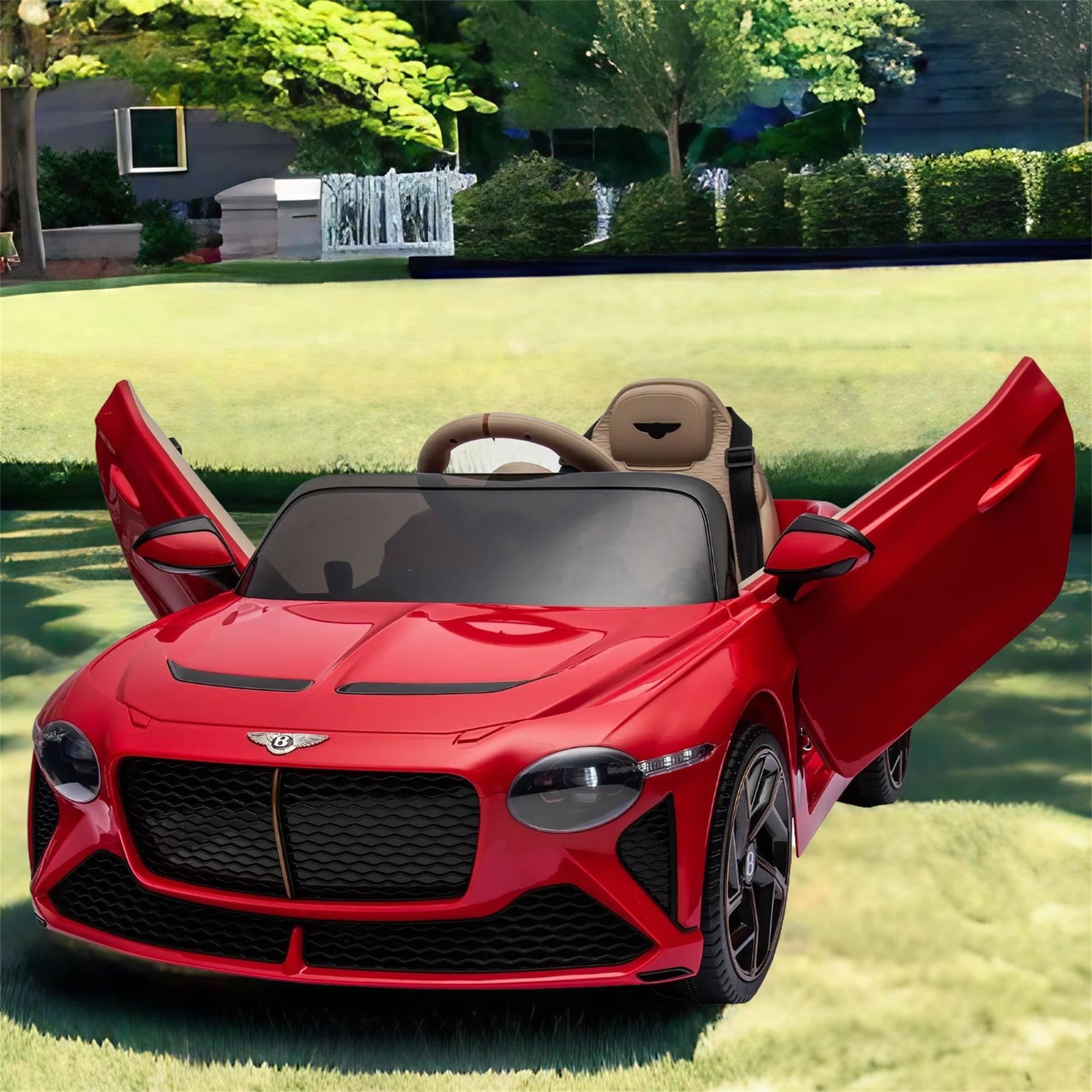 Kepooman 12v Electric Powered Ride on Car for Girls Boys, Kids Ride on Car with Parents Remote Control, USB,MP3 ,Bluetooth,LED light,Three-point safety belt, Red