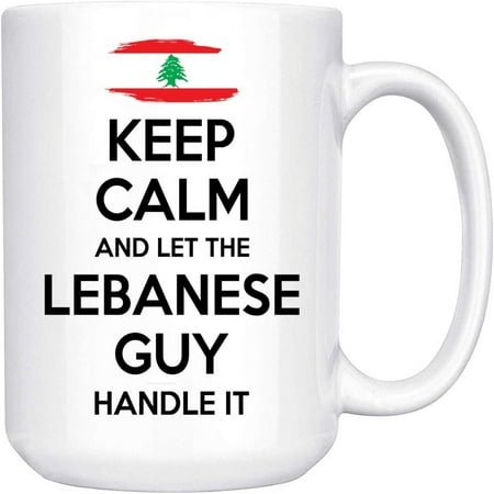 

Lebanese Gift for Men Grandpa dad Uncle Boyfriend 15oz White Coffee Mug Keep Calm And Let The Lebanese Guy Handle It