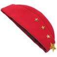 thumbnail image 3 of GAXIRE Sombrero de baile marinero, espectáculo de danza cuadrada, abanico de velero, azafata, barco, boinas de cuatro estrellas de otoño, gorra militar (roja), 3 of 4