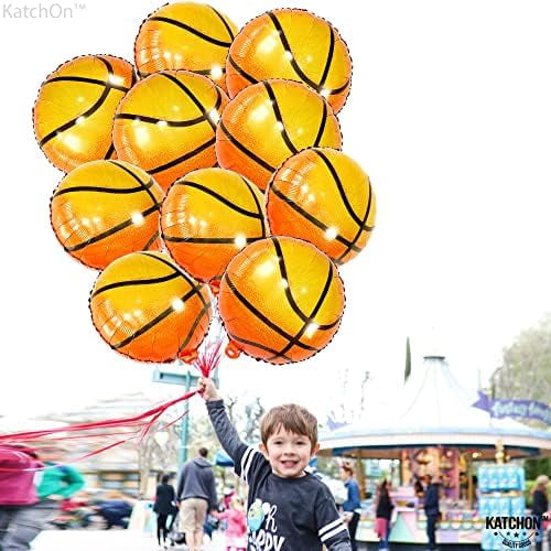 YNGLLC, Big, Orange Foil Basketball Balloons - 18 Inch, Pack Of 10 | Basketball Decorations For Homecoming, basketball Birthday Party Decoration | Space Jam Party decorations, Sports Balloon Arch Kit