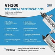 VIQUA VH200 Whole House UV Water Purification System with Sterilume-HO Lamp & Safety-Loc Connector 9 GPM, 304 Stainless Steel, 35W, 100-240V, Fits 1-3 Bathroom Homes