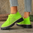 thumbnail image 3 of Knit Oxford Shoes for Women Lace up Breathable Mesh Solid Color Classic Lug Sole Low Heel Elastic Slip on Dress Shoes Light Green Size 6, 3 of 8