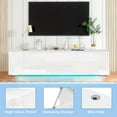 thumbnail image 6 of JOYSOURCE Floating TV Stand with LED for 60 65 70in TV, Glossy Wall Mounted Modern Entertainment Center with Storage, White, 6 of 10