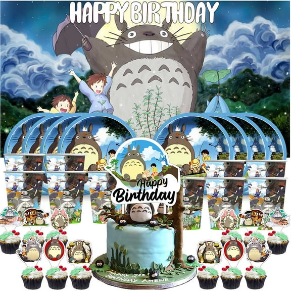 My Neighbor Totoro Birthday Cups Party Supplies Decor Backdrop Paper Plates Fans Decorations Banner
