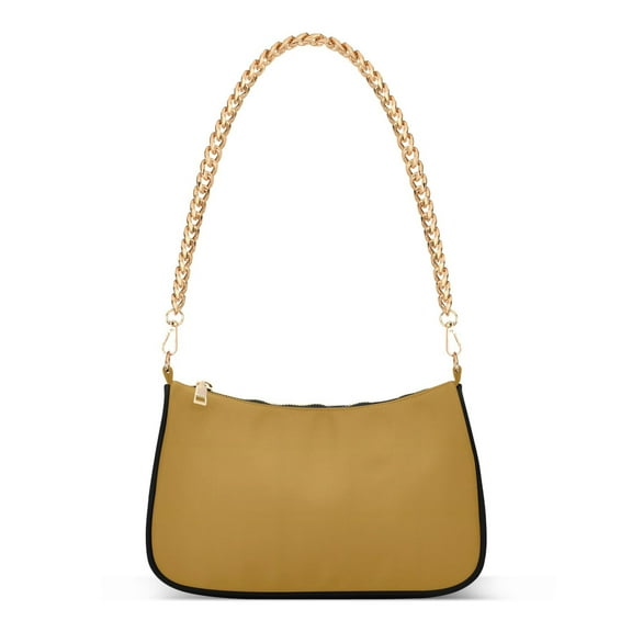 Ryvnso Dark Yellow Womens Chain Shoulder Bag Tote Handbags Clutch Hobo Purse with Zipper for Travel