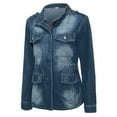 thumbnail image 4 of Lyinloo Fashion Women Casual Denim Jacket Loose Long Sleeve Autumn Coat Blouse Blue L, 4 of 6