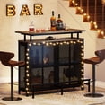 thumbnail image 3 of Tribesigns Home Bar Unit, 3 Tier Liquor Bar Table Wine Bar Cabinet Mini Bar for Home Kitchen Pub, Gray, 3 of 6