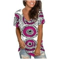 thumbnail image 2 of JTZGDY Western Shirts for Women Vintage African Dashiki Print Summer Short Sleeve Casual V Neck Contrast Color Ethnic T-Shirts Trendy Ladies Flowy Tunic Blouse Purple#01 XXL, 2 of 6
