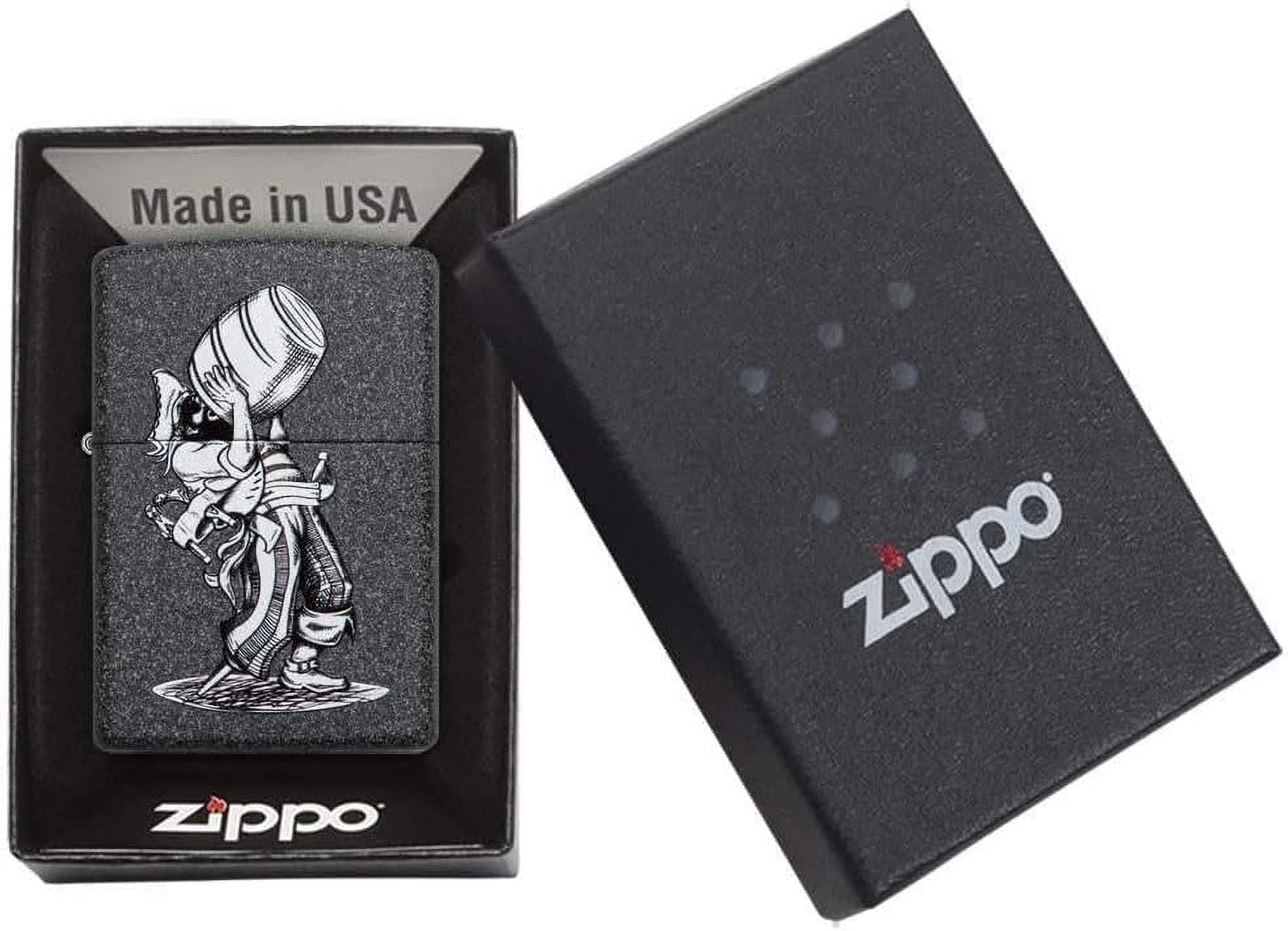 Zippo Lighter-Personalized Custom Message Engraved on Backside Pirate Drinking Barrell Funny Iron Stone Windproof Lighter Z5498