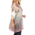 thumbnail image 4 of Sakkas Tanya Women's Short Sleeve Floral Print Loose Blouse Tunic V-neck Silky - TM381-Multi - One Size, 4 of 5