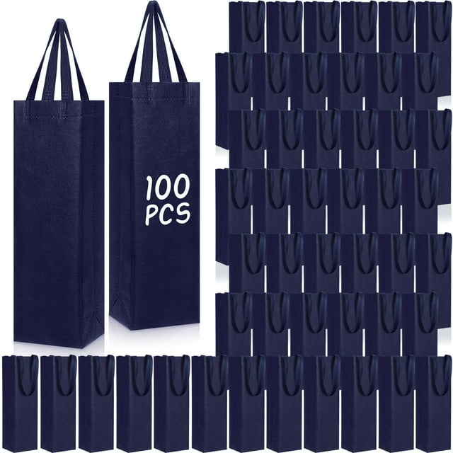 Bolsas de regalo para vino Windyun, 100 unidades, azul marino, 35 x 9 x 10 cm