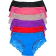 thumbnail image 4 of ToBeInStyle Junior Womens Pack of 6 Classic Cotton Blend Colorful Assorted Bikini Briefs, 4 of 8