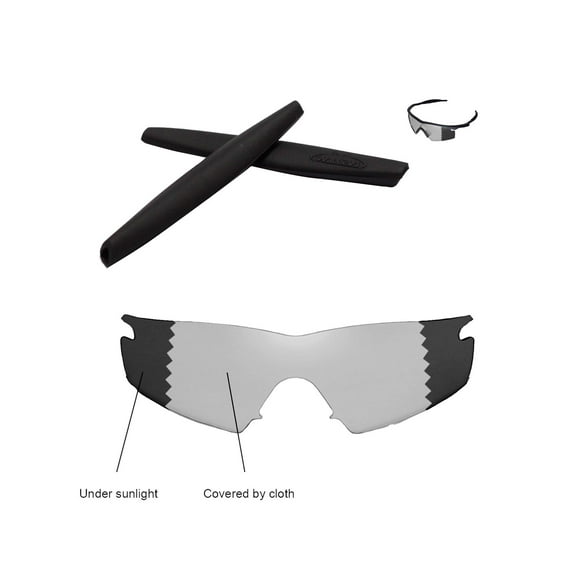 Walleva Transition/Photochromic Polarized Replacement Lenses And Black Earsocks For Oakley M Frame Strike Sunglasses