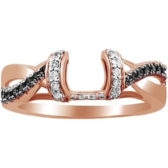 Moissanite Round Cut Black & White Diamond Engagement Ring Enhancer Wrap 925 Sterling Silver Rose Gold Finish