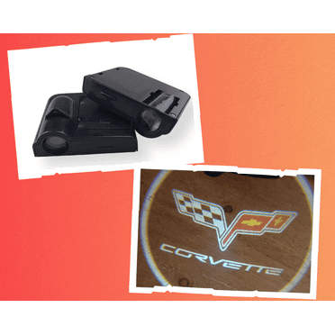 2pc Courtesy Door Puddle Light Projector Inside Model Battery Operated CORVETTE