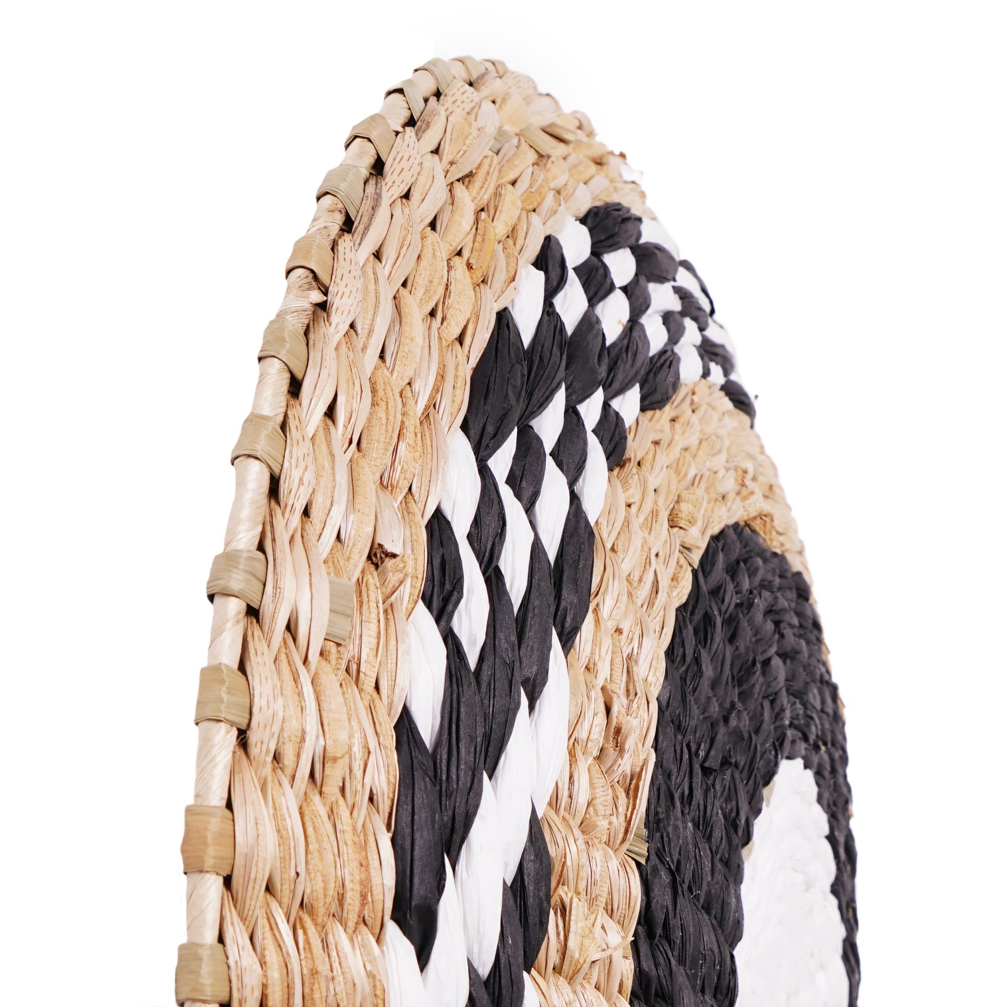 American Art Decor Woven Seaweed Hanging Wall Basket- Black, Natural, White