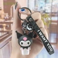 thumbnail image 2 of KAIYUE1 Moda Gato KT Adornos Colgantes Anime llavero Llaveros de silicona Kuromi Colgante de bolso Rana de ojos grandes Perro Cinnamorol Regalos estudiantiles Personaje animado Llavero kuromi huangjie unisex, 2 of 2