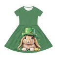 thumbnail image 2 of Uourmeti St. Patrick's Day Sundress for Girls Size 7-8 Bunny Print Short Sleeve Swing Dresses Casual Soft Crew Neck Midi School Party Dress with Pockets, 2 of 6