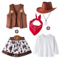 thumbnail image 3 of JAJAHO Cowgirl Outfits For Girls 5 Piece Set Kids 2-10Y Long Sleeve Tees Tassels Hem Skirts With Waistcoat Hat Scarf Party Versatile Outfit, 3 of 8