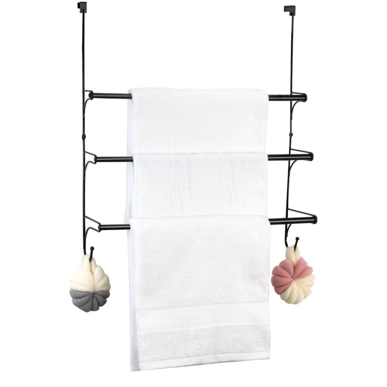 Fuleadture Over The Door Towel Rack Adjustable Towel Holder, Black