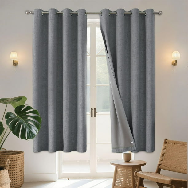 Cortinas Blackout Joydeco Burg 160x160 cm 2 Paneles Gris Claro