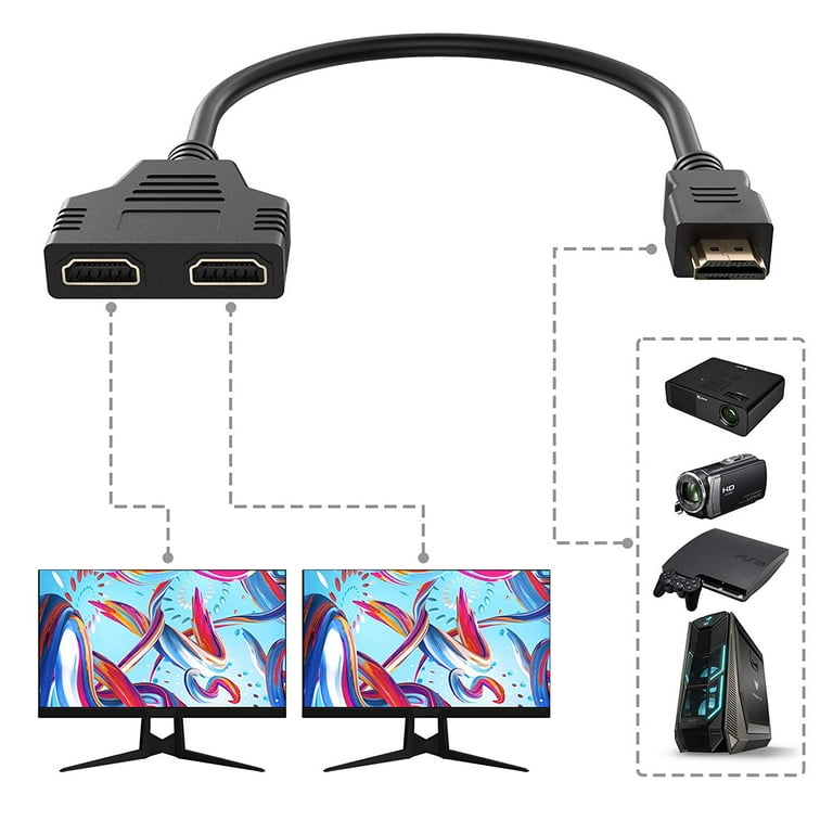 HDMI Splitter Adapter Cable - 1 in 2 Out HDMI Male to Dual HDMI Female 1 to  2 Way for HDMI HD, LED, LCD, TV, Support Two The Same TVs at The Same Time