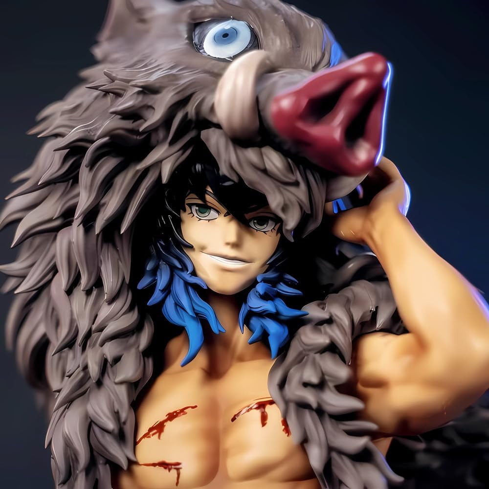 Inosuke Figure Kimetsu No Yaiba Demon Figures Monster Slayer Action Figure Desktop Decoration Gift Anime Fan Collection(32CM/12.7IN)