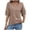 Brown, variant on Womens Shirts Tops Solid Color Summer V Neck with Double Layer Flared Mid Sleeves Casual Loose Fit Plain Tees Blouses Red M