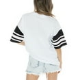 thumbnail image 2 of Women's Gameday Couture White Detroit Lions Contrast Mesh Heritage Stripe Oversized T-Shirt, 2 of 3