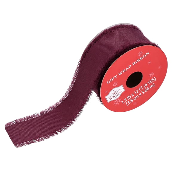 Burgundy Fringe Grosgrain Christmas Ribbon, 1.5" x 12', by Holiday Time