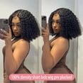thumbnail image 5 of Short Curly Bob Wig Brazilian Human Hair Curly Side Part Lace Front Wig 180% Density, 5 of 7