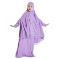 thumbnail image 2 of IDOPIP Kids Girls Abaya Muslim Full Cover Lace Hijab Dress 2pcs Kaftan Dubai Islamic Prayer Dress, 2 of 8