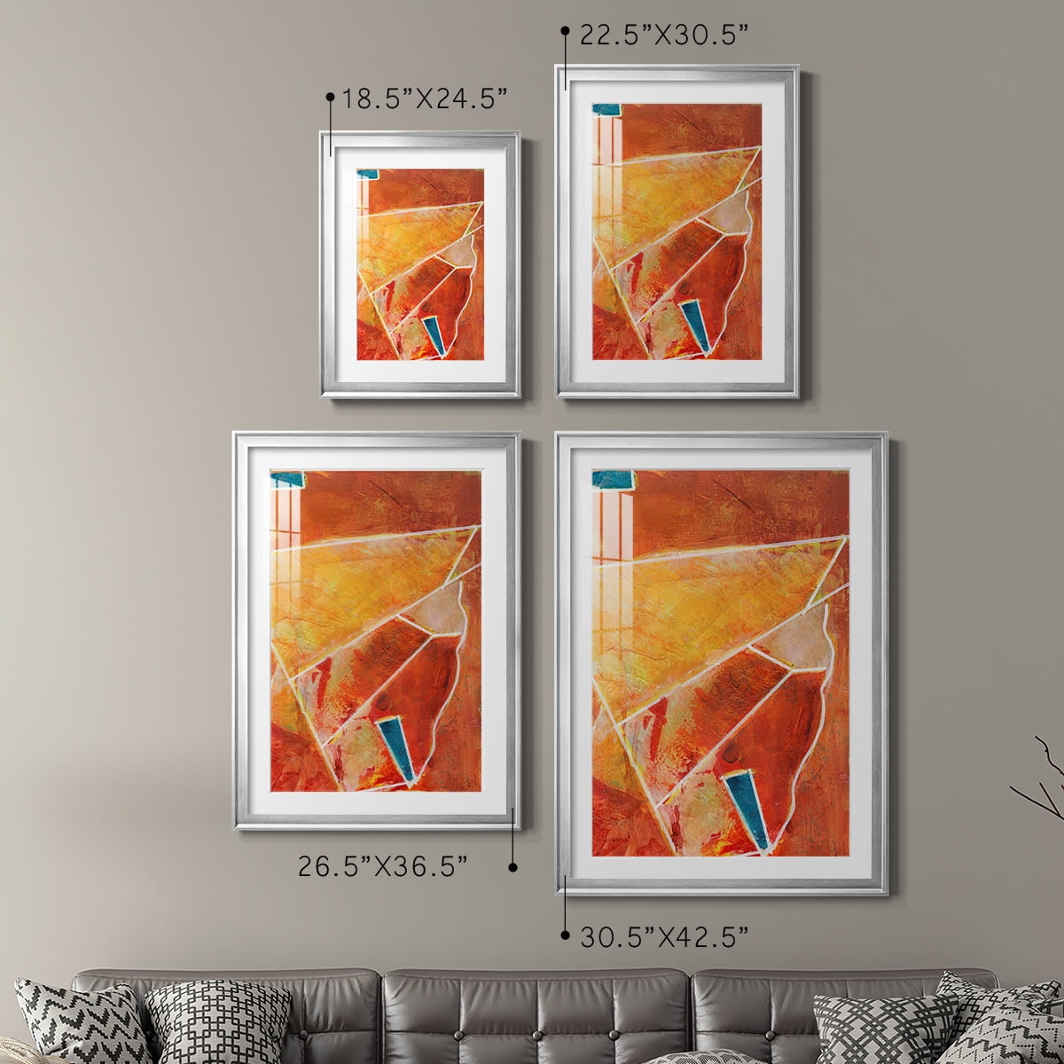Wexford Home Primary Connection III Premium Framed Print, 22.5" x 30.5" - Ready to Hang, Silver (Set of 2)
