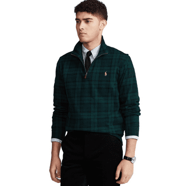 Polo Ralph Lauren BLACKWATCH PLAID Men's Estate-Rib Cotton Pullover, US Large