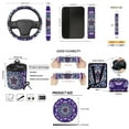 thumbnail image 7 of Yuyamidu Boho Mandala Flower Car Seat Covers Full Set of 15 Purple Auto Steering Wheel Cover Seat Belt Pads Coasters Trash Bin Hanging Storage Bag Cup Holders Rearview Mirror Cover Key Ring, 7 of 7