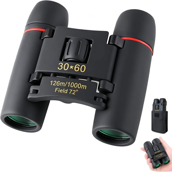 GJX 30x60 Mini Compact Binoculars for Adults Kids,HD Portable Waterproof Pocket Binoculars,Lightweight Folding Easy Focus for Bird Watching,Hunting,Concert,Theater,Hiking Outdoor Sports