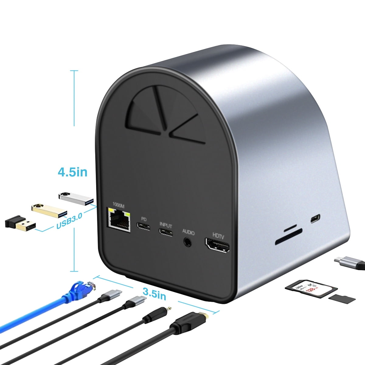 Performance Master 10-in-1 USB-C Multifunction Docking Station Wireless Charging USB3.0 Ports PD100W Fast Charging 4K HDMI SD/TF Card Reader Fit for Windows Mac  Android iPad