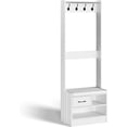 thumbnail image 3 of Royalcraft Hall Tree with Bench, Entryway Bench with Coat Rack, Shoe Storage, Soft Cushion, Wood Entryway Furniture, White, 3 of 7